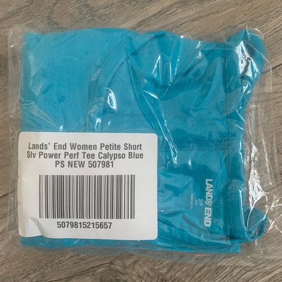 NWT LANDS' END WOMENS PETITE SHORT SLEEVE PERFECT TEE CALYPSO BLUE PS (6-8) - Picture 5 of 8